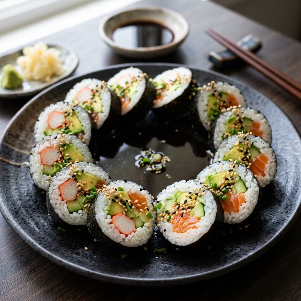 Perfectly cut maki rolls