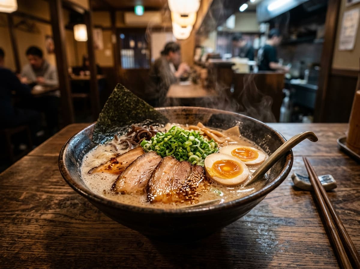 Steaming tonkotsu ramen